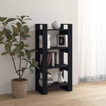 vidaXL Βιβλιοθήκη/Διαχωριστικό Χώρου Μαύρο 60x35x125cm Μασίφ Ξύλο 1 τεμ.