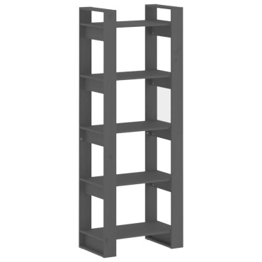 vidaXL Βιβλιοθήκη/Διαχωριστικό Χώρου Γκρι 60x35x160cm Μασίφ Ξύλο 1 τεμ.