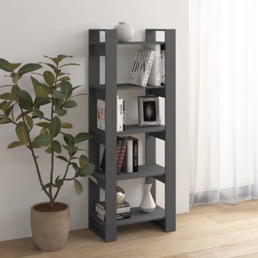 vidaXL Βιβλιοθήκη/Διαχωριστικό Χώρου Γκρι 60x35x160cm Μασίφ Ξύλο 1 τεμ.