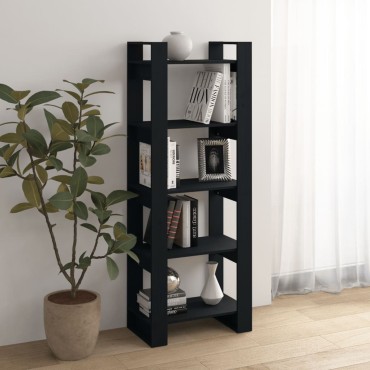 vidaXL Βιβλιοθήκη/Διαχωριστικό Χώρου Μαύρο 60x35x160cm Μασίφ Ξύλο 1 τεμ.