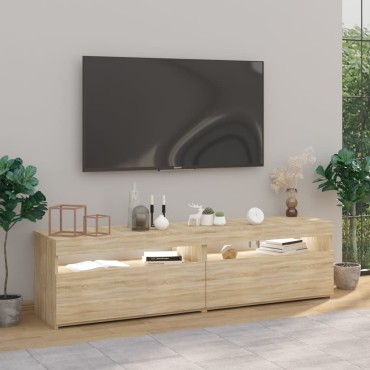vidaXL Έπιπλο Τηλεόρασης με LED 2 τεμ. Sonoma Δρυς 75x35x40cm