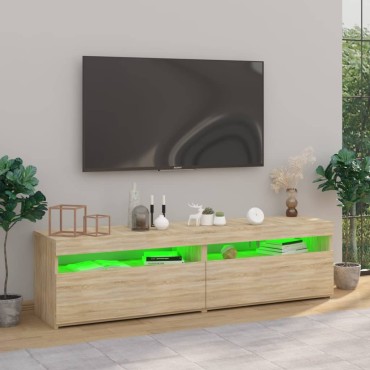 vidaXL Έπιπλο Τηλεόρασης με LED 2 τεμ. Sonoma Δρυς 75x35x40cm