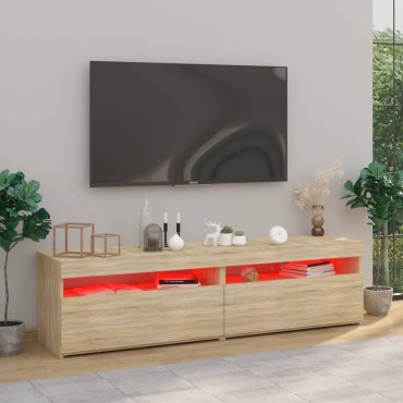 vidaXL Έπιπλο Τηλεόρασης με LED 2 τεμ. Sonoma Δρυς 75x35x40cm