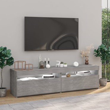 vidaXL Έπιπλα Τηλεόρασης με LED 2 τεμ. Γκρι Σκυροδέματος 75x35x40cm