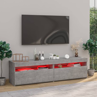 vidaXL Έπιπλα Τηλεόρασης με LED 2 τεμ. Γκρι Σκυροδέματος 75x35x40cm
