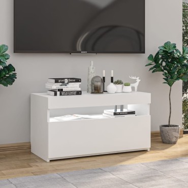 vidaXL Έπιπλο Τηλεόρασης με LED Γυαλιστερό Λευκό 75x35x40cm