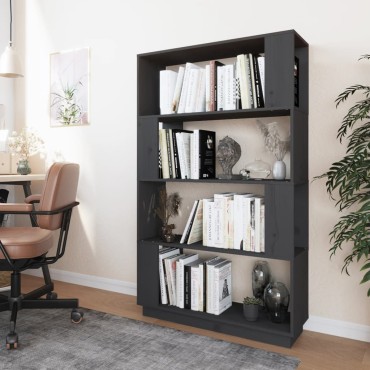 vidaXL Βιβλιοθήκη/Διαχωριστικό Χώρου Γκρι 80x25x132cm Μασίφ Πεύκο 1 τεμ.