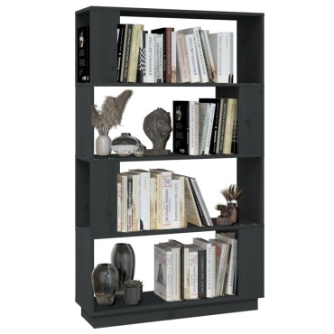 vidaXL Βιβλιοθήκη/Διαχωριστικό Χώρου Γκρι 80x25x132cm Μασίφ Πεύκο 1 τεμ.