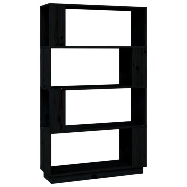vidaXL Βιβλιοθήκη/Διαχωριστικό Χώρου Μαύρο 80x25x132cm Μασίφ Πεύκο 1 τεμ.