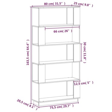 vidaXL Βιβλιοθήκη/Διαχωριστικό Χώρου Μελί 80x25x163,5cm Μασίφ Ξύλο 1 τεμ.