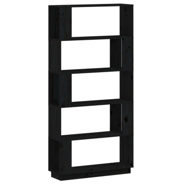 vidaXL Βιβλιοθήκη/Διαχωριστικό Χώρου Μαύρο 80x25x163,5cm Μασίφ Πεύκο 1 τεμ.