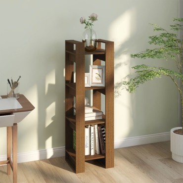 vidaXL Βιβλιοθήκη/Διαχωριστικό Χώρου Μελί 41x35x125cm Μασίφ Ξύλο 1 τεμ.