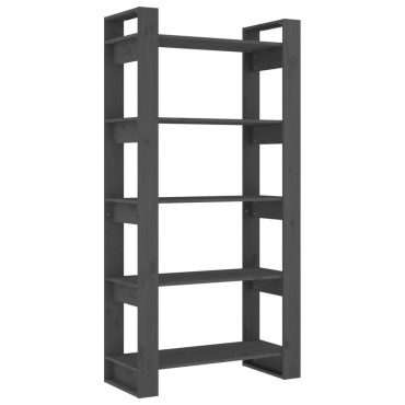 vidaXL Βιβλιοθήκη/Διαχωριστικό Χώρου Γκρι 80x35x160cm Μασίφ Ξύλο 1 τεμ.