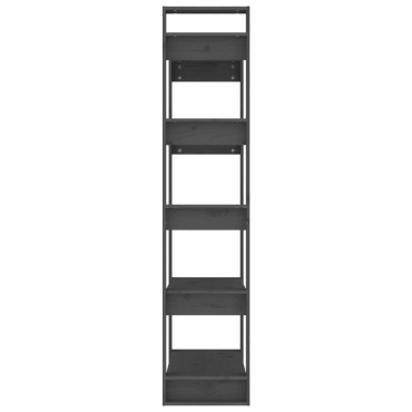 vidaXL Βιβλιοθήκη/Διαχωριστικό Χώρου Γκρι 80x35x160cm Μασίφ Ξύλο 1 τεμ.