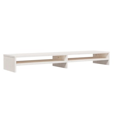 vidaXL Βάση Οθόνης Λευκή 100x24x13cm από Μασίφ Ξύλο Πεύκου