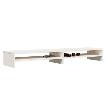 vidaXL Βάση Οθόνης Λευκή 100x24x13cm από Μασίφ Ξύλο Πεύκου