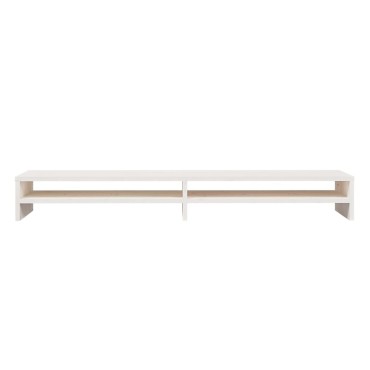 vidaXL Βάση Οθόνης Λευκή 100x24x13cm από Μασίφ Ξύλο Πεύκου
