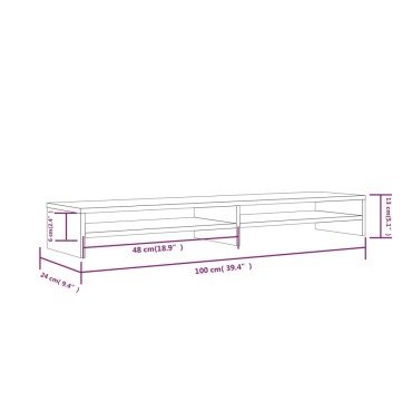 vidaXL Βάση Οθόνης Λευκή 100x24x13cm από Μασίφ Ξύλο Πεύκου