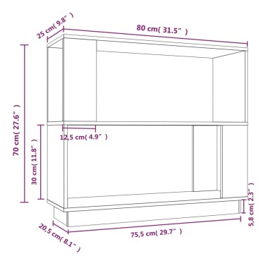 vidaXL Βιβλιοθήκη/Διαχωριστικό Χώρου 80x25x70cm Μασίφ Ξύλο Πεύκου 1 τεμ.