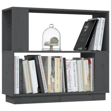 vidaXL Βιβλιοθήκη/Διαχωριστικό Χώρου Γκρι 80x25x70cm Μασίφ Πεύκο 1 τεμ.