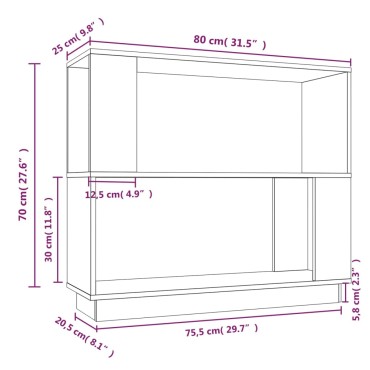 vidaXL Βιβλιοθήκη/Διαχωριστικό Χώρου Γκρι 80x25x70cm Μασίφ Πεύκο 1 τεμ.