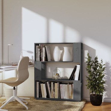 vidaXL Βιβλιοθήκη/Διαχωριστικό Χώρου Γκρι 80x25x101cm Μασίφ Πεύκο 1 τεμ.