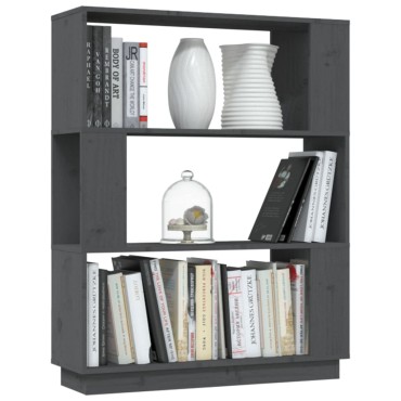vidaXL Βιβλιοθήκη/Διαχωριστικό Χώρου Γκρι 80x25x101cm Μασίφ Πεύκο 1 τεμ.