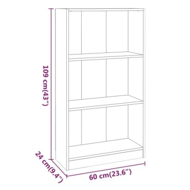 vidaXL Βιβλιοθήκη Καπνιστή Δρυς 60x24x109cm από Επεξεργασμένο Ξύλο 1 τεμ.