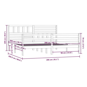 vidaXL Πλαίσιο Κρεβατιού Γκρι 200 x 200 εκ. από Μασίφ Ξύλο