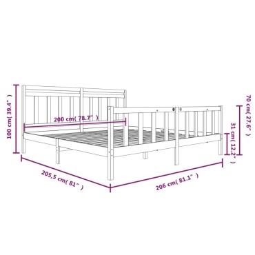 vidaXL Πλαίσιο Κρεβατιού 200 x 200 εκ. από Μασίφ Ξύλο Πεύκου