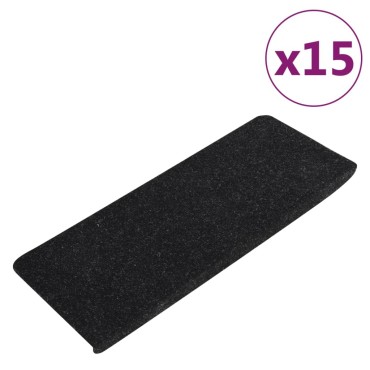 vidaXL Πατάκια Σκάλας Αυτοκόλλητα 15 τεμ. Ανθρακί 65x24,5x3,5 εκ.