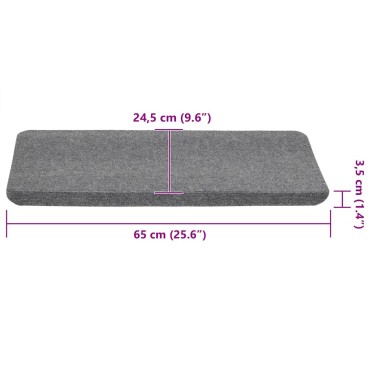 vidaXL Πατάκια Σκάλας Αυτοκόλλητα 15 τεμ. Γκρι 65x24,5x3,5 εκ.