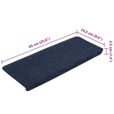 vidaXL Πατάκια Σκάλας Αυτοκόλλητα 15 τεμ. Μπλε 65x24,5x3,5 εκ.