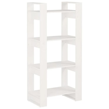 vidaXL Βιβλιοθήκη/Διαχωριστικό Χώρου Λευκό 60x35x125cm Μασίφ Ξύλο 1 τεμ.