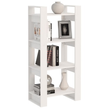 vidaXL Βιβλιοθήκη/Διαχωριστικό Χώρου Λευκό 60x35x125cm Μασίφ Ξύλο 1 τεμ.