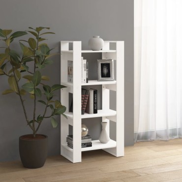 vidaXL Βιβλιοθήκη/Διαχωριστικό Χώρου Λευκό 60x35x125cm Μασίφ Ξύλο 1 τεμ.