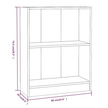 vidaXL Βιβλιοθήκη Καφέ Δρυς 60x24x76cm από Επεξεργασμένο Ξύλο 1 τεμ.