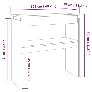 vidaXL Τραπέζι Κονσόλα Καφέ Δρυς 102x30x80cm Επεξεργασμένο Ξύλο 1 τεμ.