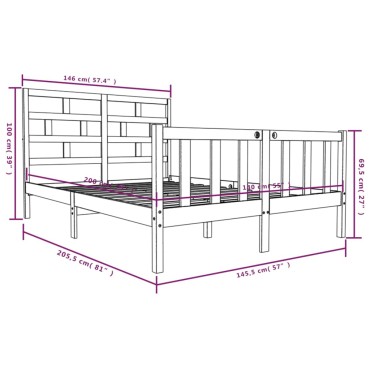 vidaXL Πλαίσιο Κρεβατιού 140 x 200 εκ. από Μασίφ Ξύλο Πεύκου