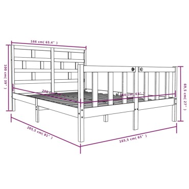 vidaXL Πλαίσιο Κρεβατιού 160 x 200 εκ. από Μασίφ Ξύλο Πεύκου