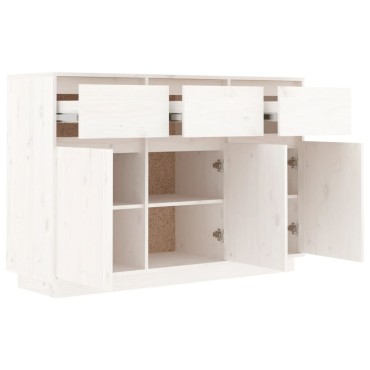 vidaXL Μπουφές Λευκός 110x34x75cm από Μασίφ Ξύλο Πεύκου 1 τεμ.