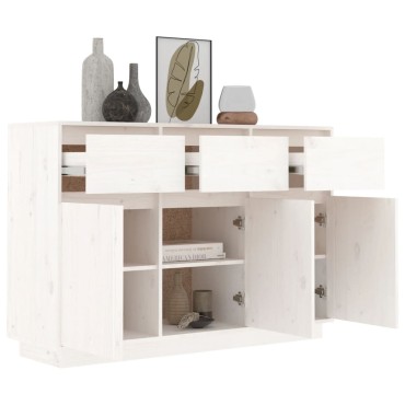 vidaXL Μπουφές Λευκός 110x34x75cm από Μασίφ Ξύλο Πεύκου 1 τεμ.