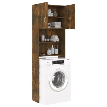 vidaXL Ντουλάπι Πλυντηρίου Καπνιστή Δρυς 64 x 25,5 x 190 εκ.