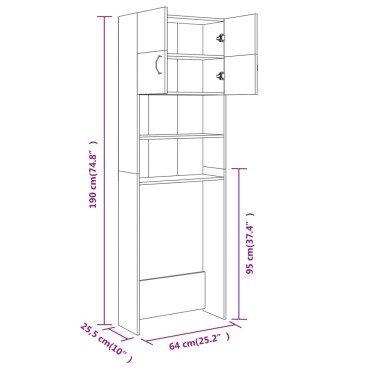 vidaXL Ντουλάπι Πλυντηρίου Καπνιστή Δρυς 64 x 25,5 x 190 εκ.