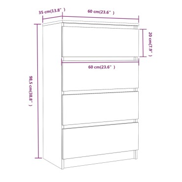 vidaXL Συρταριέρα Καπνιστή Δρυς 60x35x98,5cm Επεξεργασμένο Ξύλο 1 τεμ.
