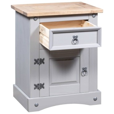 vidaXL Κομοδίνο Μεξικάνικο Στιλ Corona Γκρι 53x39x67cm Ξύλο Πεύκου 1 τεμ.