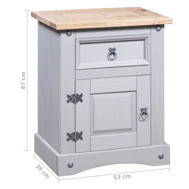 vidaXL Κομοδίνο Μεξικάνικο Στιλ Corona Γκρι 53x39x67cm Ξύλο Πεύκου 1 τεμ.