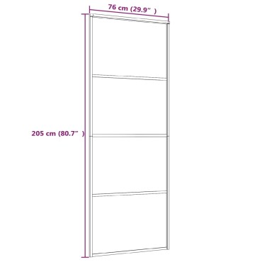 vidaXL Συρόμενη Πόρτα Μαύρη Αμμοβολή 76 x 205 εκ. Γυαλί ESG/Αλουμίνιο