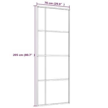 vidaXL Συρόμενη Πόρτα Μαύρη 76 x 205 εκ. από Γυαλί ESG / Αλουμίνιο