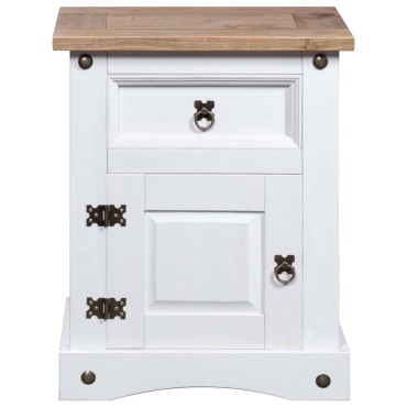vidaXL Κομοδίνο Μεξικάνικο Στιλ Corona Λευκό 53x39x67cm Ξύλο Πεύκου 1 τεμ.